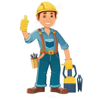 维修工人电工劳动卡通插画免抠