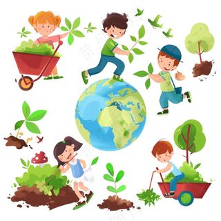 世界地球保护环境绿色卡通插画免抠