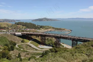 金门大桥上方的壮观海湾全景