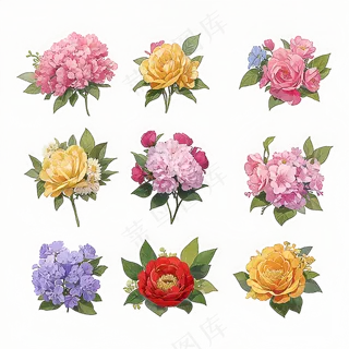 红色黄色粉色玫瑰花免抠素材189