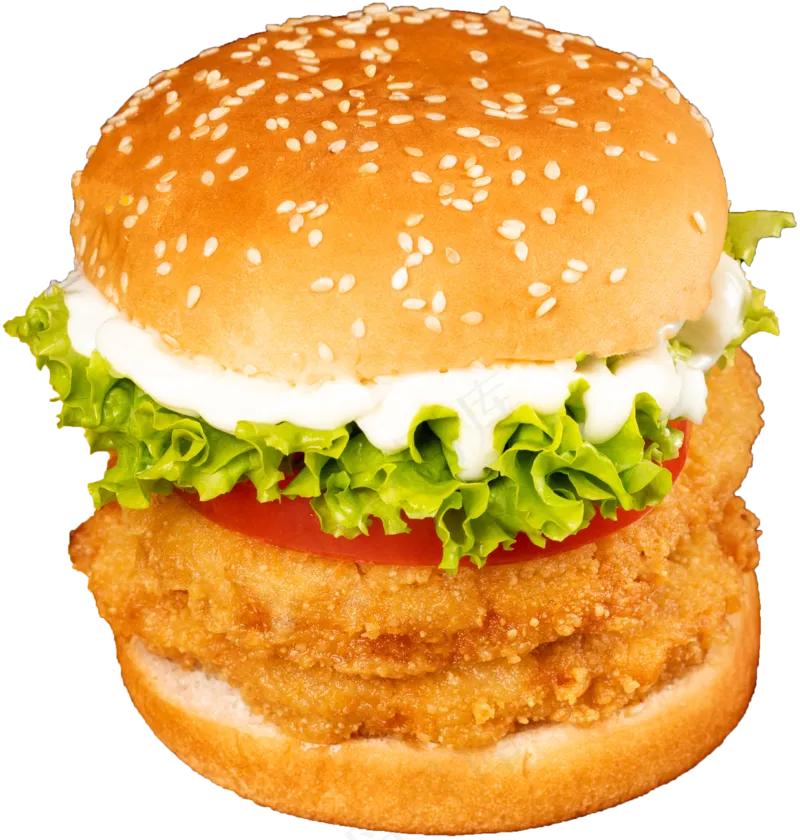 鸡腿堡汉堡双层鸡肉汉堡PNG素材
