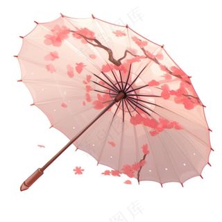 唯美水彩古风油纸伞唯美水彩古风花瓣插画免抠