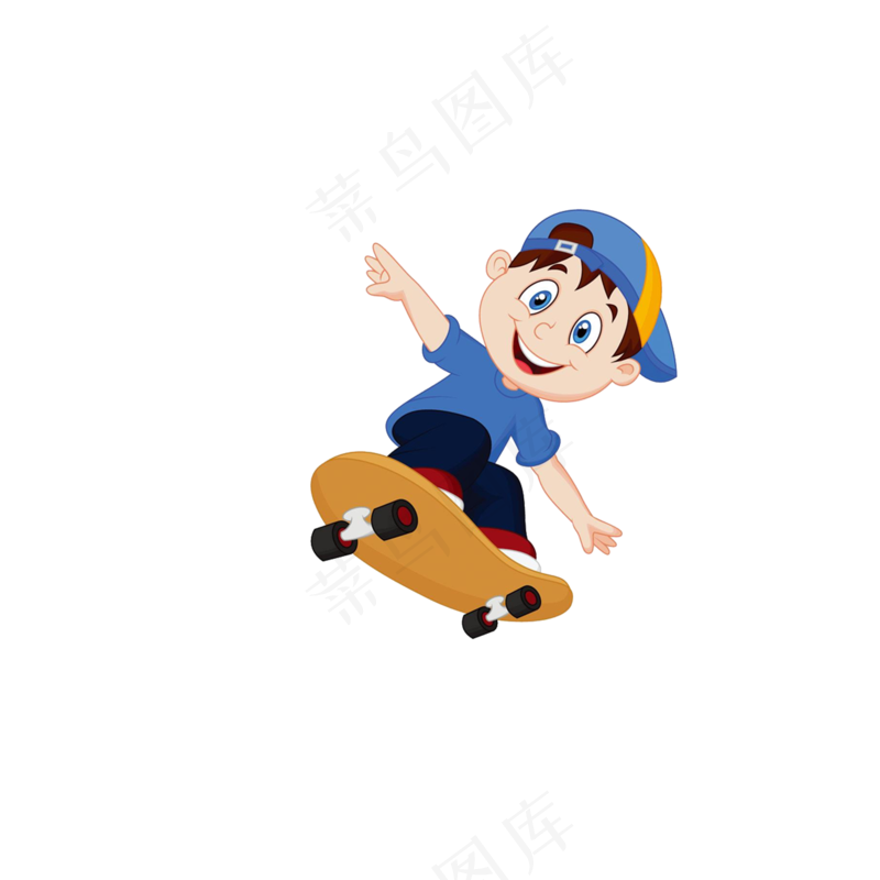 免抠卡通滑板男孩