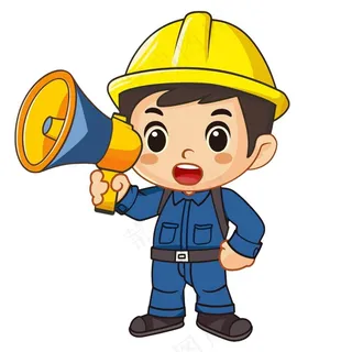 劳动工人安全帽喇叭人物插画免抠