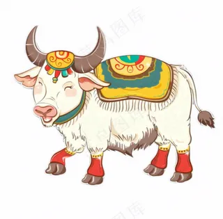 牛牦牛藏族吉祥物卡通插画免抠