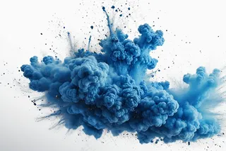 爆炸白色背景蓝色烟雾图片