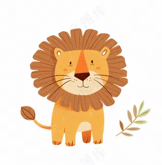 狮子动物卡通插画免抠