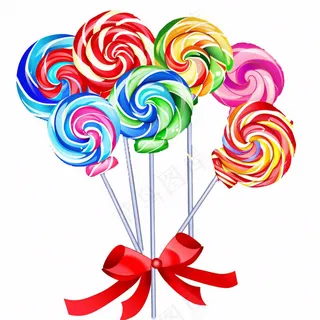 彩虹棒棒糖甜蜜卡通插画免抠