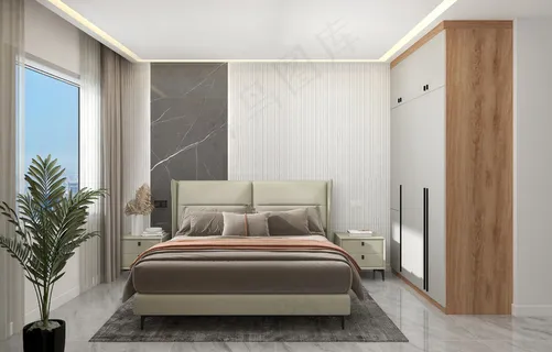 现代风格卧室效果图1