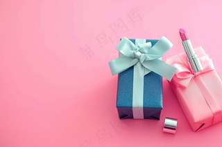 口红礼物妇女节女神节粉色礼物摄影图