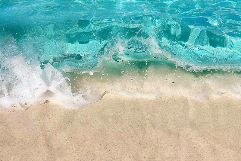 蓝色玻璃海滩海洋浪花摄影图(4032x2688)