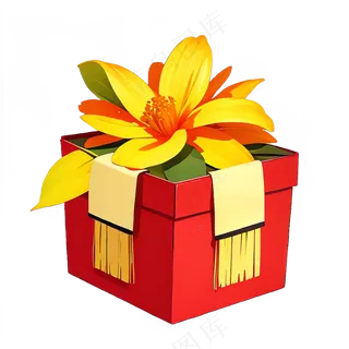 黄色 红色 纸质 手绘 礼盒 素材3