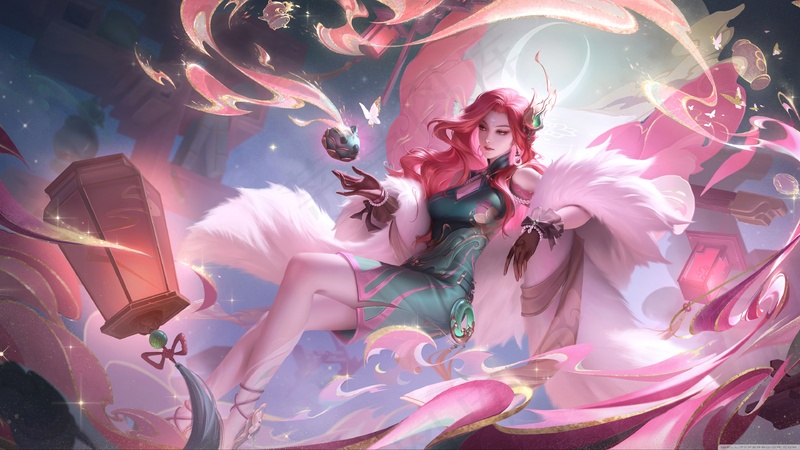 AI产生红发旗袍女孩高清壁纸