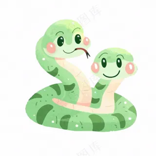 蛇青蛇十二生肖动物卡通插画免抠