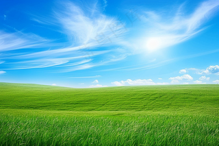 春天草甸草地山坡摄影图