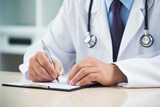 医院医生写检查结果报告摄影图