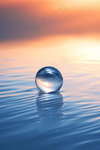 线性水面圆形水珠蓝色渐变背景