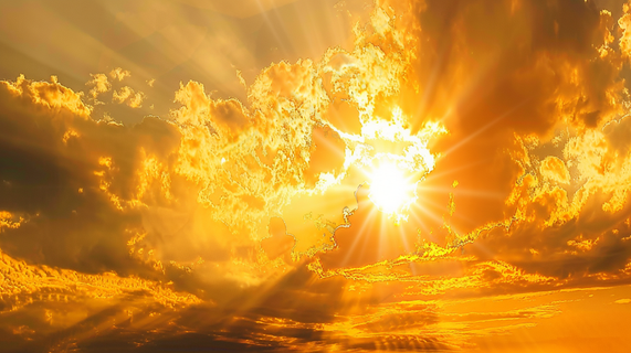 清晨日出朝霞云层山川摄影图