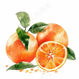 橘子砂糖橘橙子水彩插画免抠