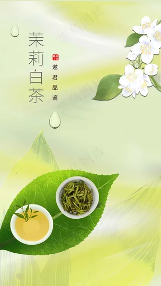 茉莉白茶推广海报