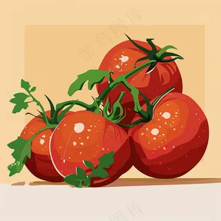 西红柿蔬菜水果卡通插画背景