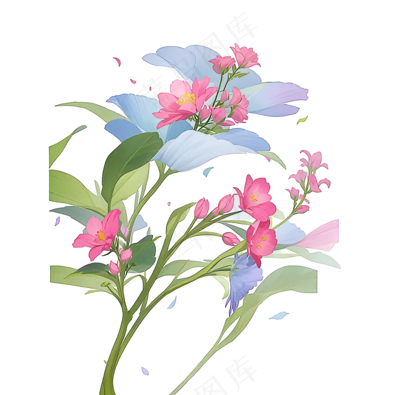 白色手绘兰花植物免抠素材07