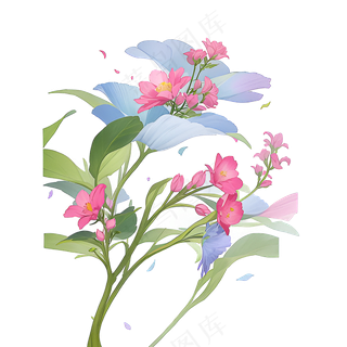 白色手绘兰花植物免抠素材07