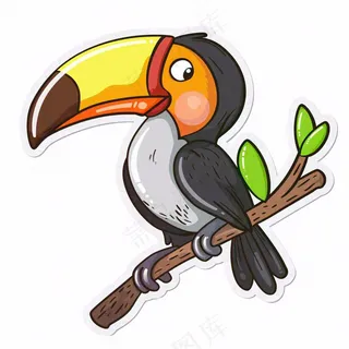 鵎鵼巨嘴鸟动物卡通插画免抠