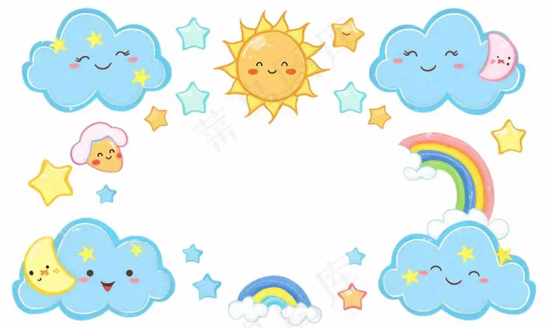 天气云朵太阳彩虹卡通插画免抠(1424x848)
