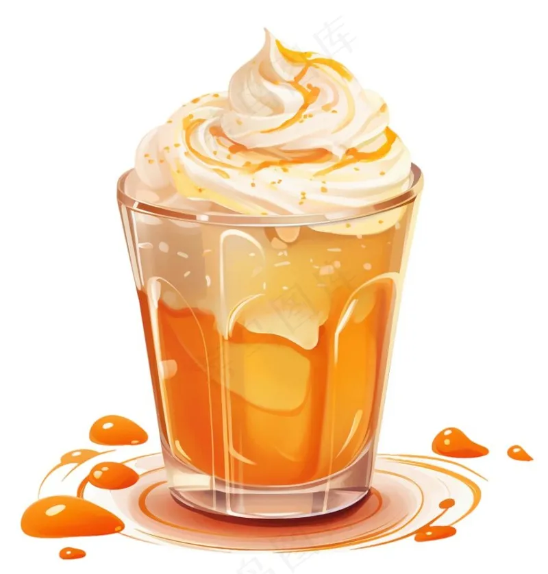 冰淇淋奶茶奶油饮料手绘卡通插画免抠(1024x1072)