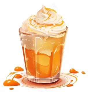 冰淇淋奶茶奶油饮料手绘卡通插画免抠