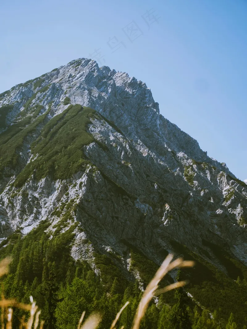 巍峨山峰，绿植覆盖