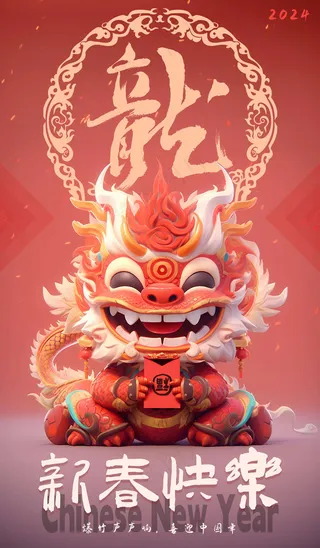 红色新春元旦海报