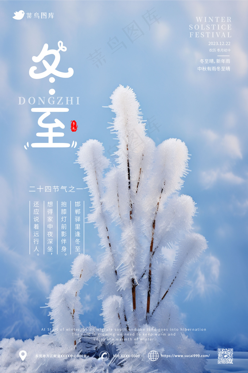 蓝色 结冰   冬至节气海报