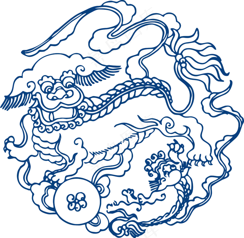 古代青花瓷图案花纹中国风图案祥云纹理传统图腾PNG免扣素材