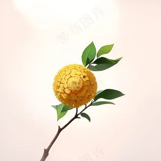 白色黄色手绘新中式风格花植物136