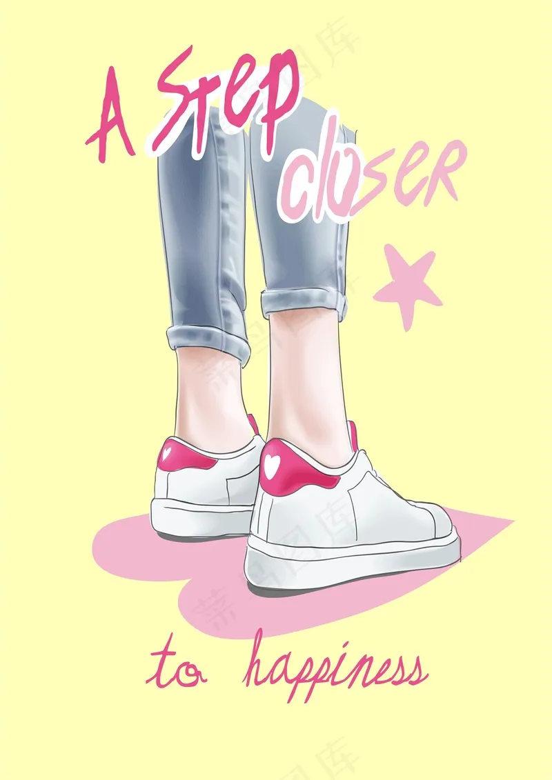 粉色系小白鞋 女款鞋子 牛仔裤 爱心cdr矢量模版下载