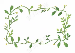 绿叶花环卡通边框免抠