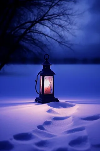 夜晚雪景唯美浪漫灯背景