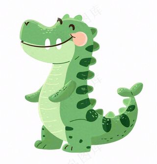 绿色鳄鱼可爱动物卡通插画免抠