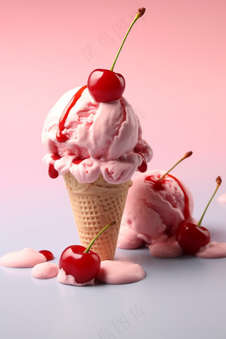 夏日冰淇淋清凉蛋筒甜点摄影图