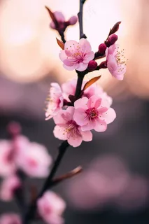 粉梅花春天桃花樱花树枝抽新芽摄影图 粉梅花春天桃花樱花树枝抽新芽摄影图