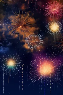 烟花五颜六色的烟花庆典新年节日暮色的天空背景摄影图 烟花五颜六色的烟花庆典新年节日暮色的天空背景摄影图