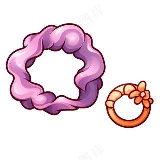 卡通手绘发圈发饰线条插画矢量装饰元素