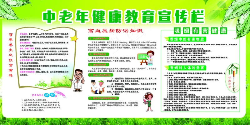 中老年健康教育宣传栏海报psd模版下载