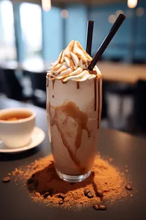 巧克力奶昔奶茶可可粉奶油饮料下午茶摄影图