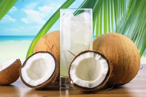 夏日椰汁椰子果汁摄影图