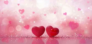 红色金色心形情人节七夕浪漫光斑情人节爱心背景