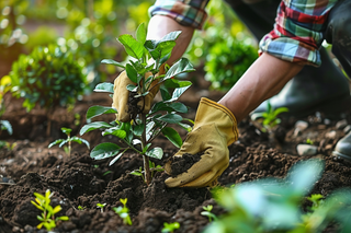 植树树苗保护环境摄影图