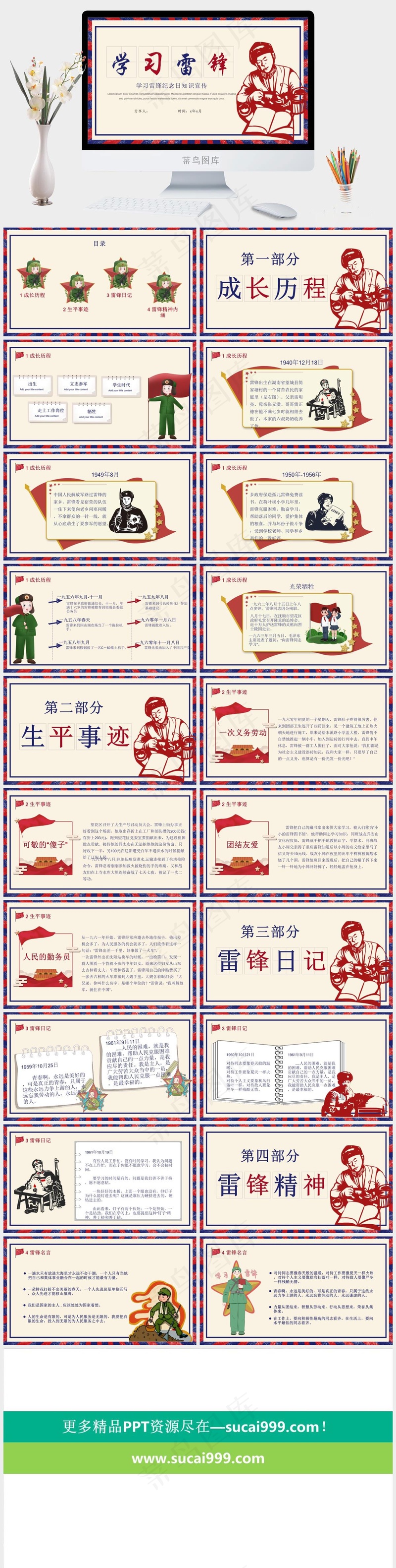 红色创意学雷锋纪念日展板